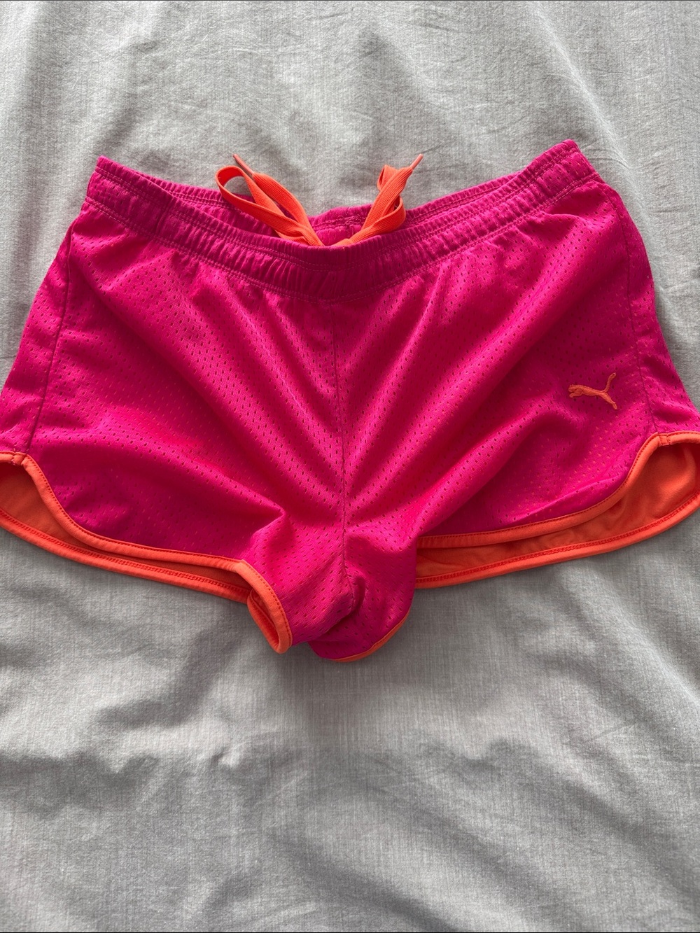 Puma Hot Pink Athletic Shorts with Orange Accents
